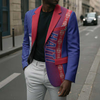 Custom Afro-Haiti Football Blazer 2026 Grenadye Alaso Blue Version - Wonder Print Shop