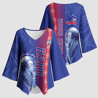 Custom Afro-Haiti Football Kimono Sleeve Blouse 2026 Grenadye Alaso Blue Version - Wonder Print Shop