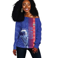 Custom Afro-Haiti Football Off Shoulder Sweater 2026 Grenadye Alaso Blue Version - Wonder Print Shop