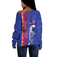 Custom Afro-Haiti Football Off Shoulder Sweater 2026 Grenadye Alaso Blue Version - Wonder Print Shop
