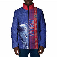 Custom Afro-Haiti Football Padded Jacket 2026 Grenadye Alaso Blue Version - Wonder Print Shop