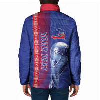 Custom Afro-Haiti Football Padded Jacket 2026 Grenadye Alaso Blue Version - Wonder Print Shop