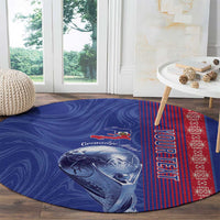Custom Afro-Haiti Football Round Carpet 2026 Grenadye Alaso Blue Version - Wonder Print Shop