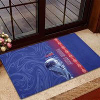 Custom Afro-Haiti Football Rubber Doormat 2026 Grenadye Alaso Blue Version - Wonder Print Shop