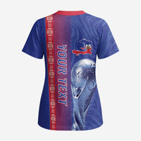 Custom Afro-Haiti Football Scrub Top 2026 Grenadye Alaso Blue Version - Wonder Print Shop