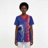 Custom Afro-Haiti Football Scrub Top 2026 Grenadye Alaso Blue Version - Wonder Print Shop