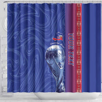 Custom Afro-Haiti Football Shower Curtain 2026 Grenadye Alaso Blue Version - Wonder Print Shop