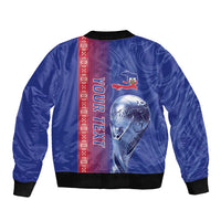 Custom Afro-Haiti Football Sleeve Zip Bomber Jacket 2026 Grenadye Alaso Blue Version - Wonder Print Shop