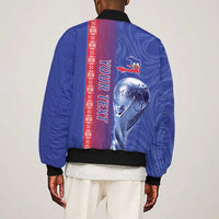 Custom Afro-Haiti Football Sleeve Zip Bomber Jacket 2026 Grenadye Alaso Blue Version - Wonder Print Shop