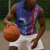 Custom Afro-Haiti Football Sleeveless Hoodie 2026 Grenadye Alaso Blue Version - Wonder Print Shop