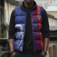 Custom Afro-Haiti Football Sleeveless Puffer Jacket 2026 Grenadye Alaso Blue Version - Wonder Print Shop