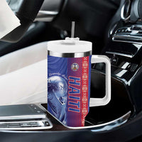 Custom Afro-Haiti Football Tumbler With Handle 2026 Grenadye Alaso Blue Version - Wonder Print Shop