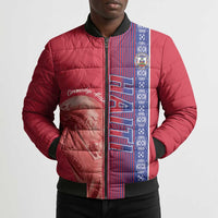 Custom Afro-Haiti Football Bomber Puffer Jacket 2026 Grenadye Alaso Red Version - Wonder Print Shop