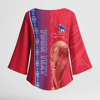 Custom Afro-Haiti Football Kimono Sleeve Blouse 2026 Grenadye Alaso Red Version - Wonder Print Shop