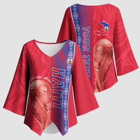 Custom Afro-Haiti Football Kimono Sleeve Blouse 2026 Grenadye Alaso Red Version - Wonder Print Shop