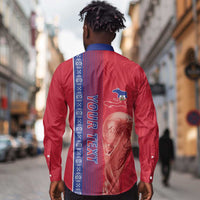 Custom Afro-Haiti Football Long Sleeve Button Shirt 2026 Grenadye Alaso Red Version - Wonder Print Shop
