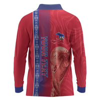Custom Afro-Haiti Football Long Sleeve Polo Shirt 2026 Grenadye Alaso Red Version - Wonder Print Shop