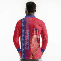 Custom Afro-Haiti Football Long Sleeve Polo Shirt 2026 Grenadye Alaso Red Version - Wonder Print Shop