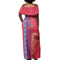 Custom Afro-Haiti Football Off Shoulder Maxi Dress 2026 Grenadye Alaso Red Version - Wonder Print Shop