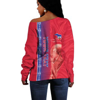 Custom Afro-Haiti Football Off Shoulder Sweater 2026 Grenadye Alaso Red Version - Wonder Print Shop