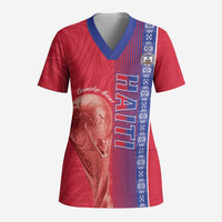 Custom Afro-Haiti Football Scrub Top 2026 Grenadye Alaso Red Version - Wonder Print Shop