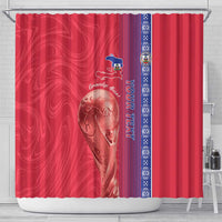 Custom Afro-Haiti Football Shower Curtain 2026 Grenadye Alaso Red Version - Wonder Print Shop