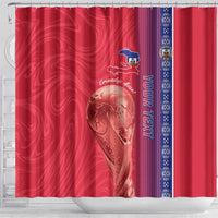 Custom Afro-Haiti Football Shower Curtain 2026 Grenadye Alaso Red Version - Wonder Print Shop