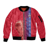 Custom Afro-Haiti Football Sleeve Zip Bomber Jacket 2026 Grenadye Alaso Red Version - Wonder Print Shop