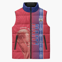 Custom Afro-Haiti Football Sleeveless Puffer Jacket 2026 Grenadye Alaso Red Version - Wonder Print Shop