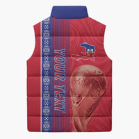 Custom Afro-Haiti Football Sleeveless Puffer Jacket 2026 Grenadye Alaso Red Version - Wonder Print Shop