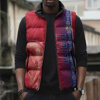 Custom Afro-Haiti Football Sleeveless Puffer Jacket 2026 Grenadye Alaso Red Version - Wonder Print Shop