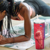 Custom Afro-Haiti Football Tumbler With Handle 2026 Grenadye Alaso Red Version - Wonder Print Shop