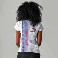 Custom Afro-Haiti Football Women V-Neck T-Shirt 2026 Grenadye Alaso White Version LT14