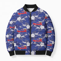 Afro-Haitians Bomber Puffer Jacket Ayiti Map and Rose Kayenn Tropical Style - Wonder Print Shop