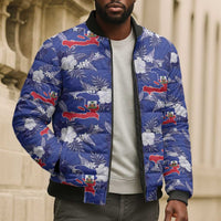 Afro-Haitians Bomber Puffer Jacket Ayiti Map and Rose Kayenn Tropical Style - Wonder Print Shop
