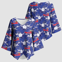 Afro-Haitians Kimono Sleeve Blouse Ayiti Map and Rose Kayenn Tropical Style - Wonder Print Shop