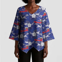 Afro-Haitians Kimono Sleeve Blouse Ayiti Map and Rose Kayenn Tropical Style - Wonder Print Shop