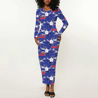 Afro-Haitians Long Sleeve Bodycon Dress Ayiti Map and Rose Kayenn Tropical Style - Wonder Print Shop