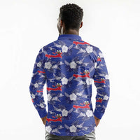 Afro-Haitians Long Sleeve Polo Shirt Ayiti Map and Rose Kayenn Tropical Style - Wonder Print Shop