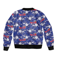 Afro-Haitians Sleeve Zip Bomber Jacket Ayiti Map and Rose Kayenn Tropical Style - Wonder Print Shop