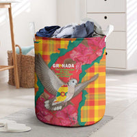 Grenada Independence Day Laundry Basket Tropical Dove Bougainvillea Madras Pattern