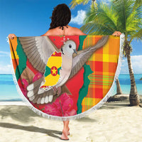 Grenada Independence Day Beach Blanket Tropical Dove Bougainvillea Madras Pattern
