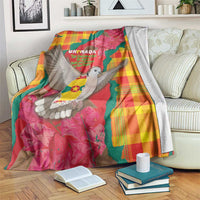 Grenada Independence Day Blanket Tropical Dove Bougainvillea Madras Pattern