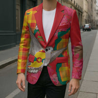 Grenada Independence Day Personalized Blazer Tropical Dove Bougainvillea Madras Pattern