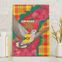 Grenada Independence Day Canvas Wall Art Tropical Dove Bougainvillea Madras Pattern