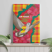 Grenada Independence Day Canvas Wall Art Tropical Dove Bougainvillea Madras Pattern