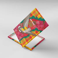 Grenada Independence Day Canvas Wall Art Tropical Dove Bougainvillea Madras Pattern