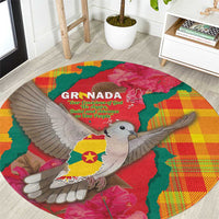 Grenada Independence Day Round Carpet Tropical Dove Bougainvillea Madras Pattern