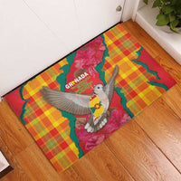 Grenada Independence Day Rubber Doormat Tropical Dove Bougainvillea Madras Pattern