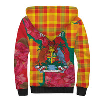 Grenada Independence Day Personalized Sherpa Hoodie Tropical Dove Bougainvillea Madras Pattern